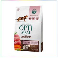 Optimeal Carnivores Hindi Etli ve Sebzeli Tahılsız Yetişkin Kedi Maması 4 Kg