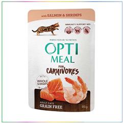 Optimeal Carnivores Somonlu ve Karidesli Tahılsız Yetişkin Kedi Konservesi 85 Gr