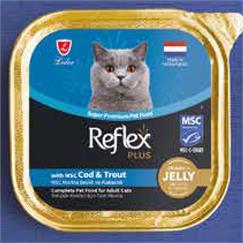 Reflex Plus Jöle İçinde Et Parçacıklı Balıklı Ve Alabalıklı Yetişkin Kedi Maması 85 G