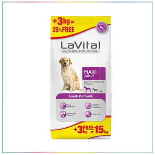 LaVital Maxi Adult Kuzulu Büyük Irk Köpek Maması 12 Kg + 3 Kg Hediyeli